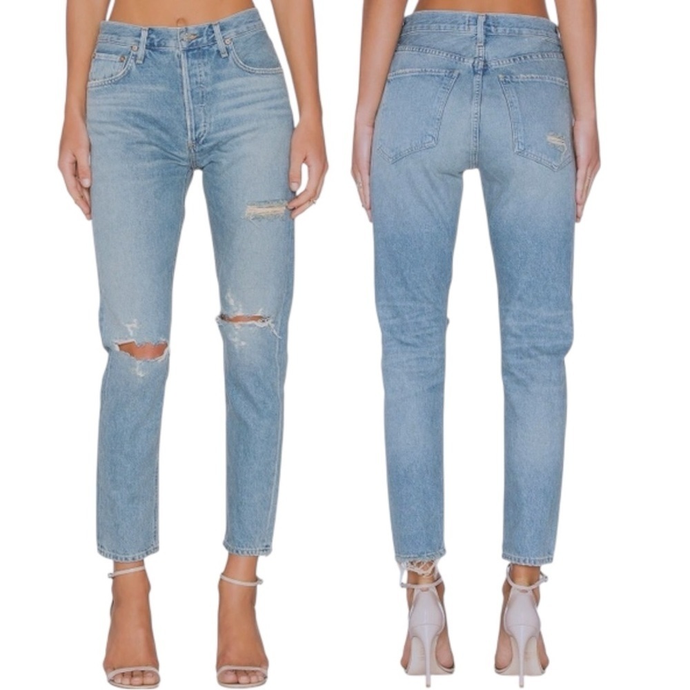 Agolde Jamie High Waist Straight Leg Denim Size 25 Distressed